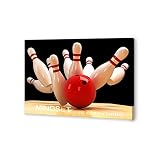KAWAHONE Sports Wall Art-Bowling Picture Poster -Hitting a Split Bowling Ball -Bowling Room Decor fo