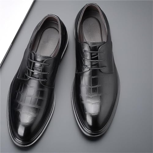 Men Oxford Leather Dress Shoes Pointed Toe Brogue Lace Up Platform Classic Formal Business Wedding Tuxedo Genuine Leather Low Top Office Comfortable3
