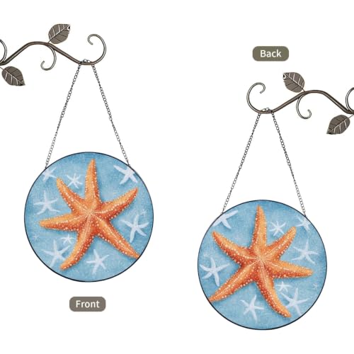 Atrapasueños de cristal de estrella de mar azul para ventana 3
