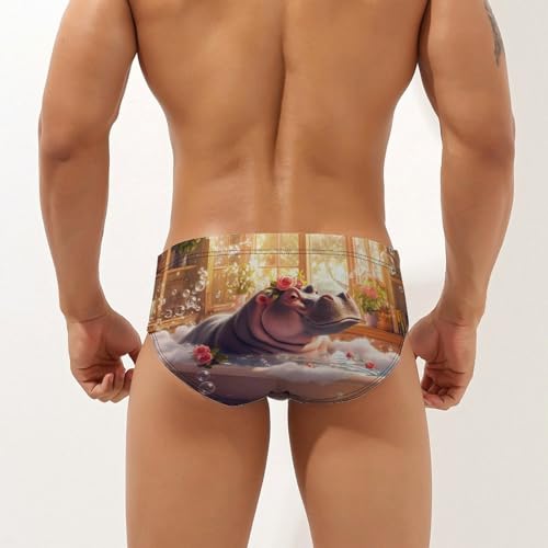 Bathroom Hippo Toilet Mens Swim Briefs Quick Dry Swim Trunk Bikini Underwear Swimsuit2