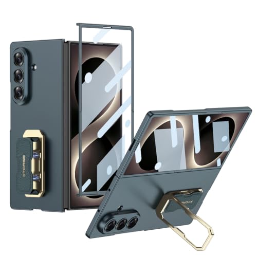 Coque antichoc pour Samsung Z Fold8 mince avec film ecran et sangle de maintien verte