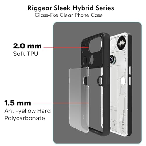 Image of RIGGEAR Shockproof Sleek Hybrid Armor Back Cover Case for Nothing Phone 3 (Clear PC + Black TPU Bumper)