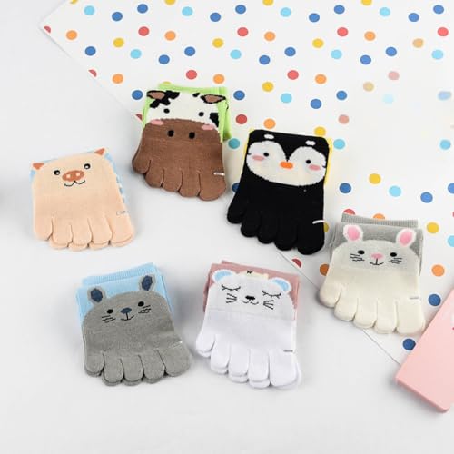 6 Pair Kids Toe Socks Cartoon Five Finger Cotton Socks Breathable Ankle Socks for Boys Girls2