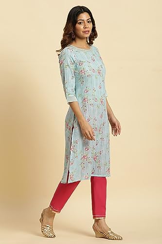 Image of W for Woman Women's Cotton Relaxed Fit Casual Floral Printed Light Festive Kurta