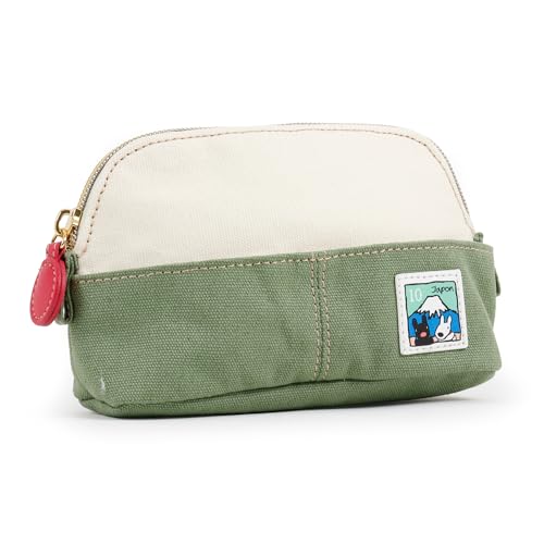 [リサとガスパール] 化粧ポーチ メイクポーチ ミニ ポーチ コスメポーチ マルチケース 富士山 リサガス かわいい 普段使い (グリーン)