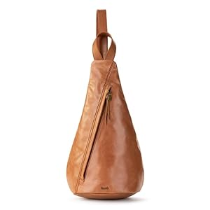 The Sak Geo Sling Backpack in Leather, Convertible Design, Tobacco