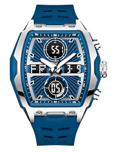 Image of V2A Impact-KUBIX 5410 Analog-Digital Watch for Men | Trendy Tonneau Shape | Bold Fashion Performance Watch with 3 Time Zones, Countdown, 50M Water Resistance, Alarm & Stopwatch