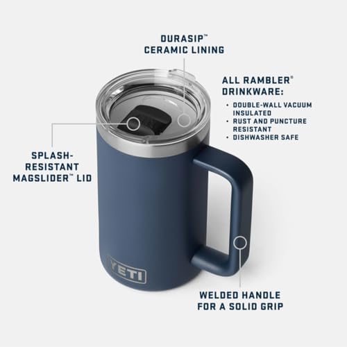 YETI Rambler 24 oz Ceramic Lined Stackable Mug 2.0, Vacuum Insulated, Stainless Steel with MagSlider Lid, Wetlands Camo - 1