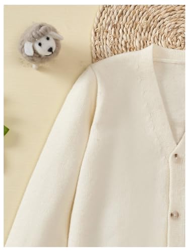 Floerns Girl's Button Down V Neck Sweater Long Sleeve Casual Soft Knit Cardigan4