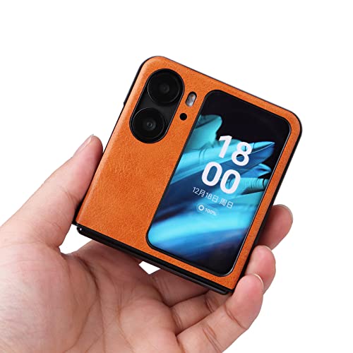 Kukoufey Case For Oppo Find N2 Flip Case Cover,Retro Pu Leather Ultra Slim Shockproof Case For Oppo Find N2 Flip 5G Cph2437 Pgt110 Case Yellow #TOP5