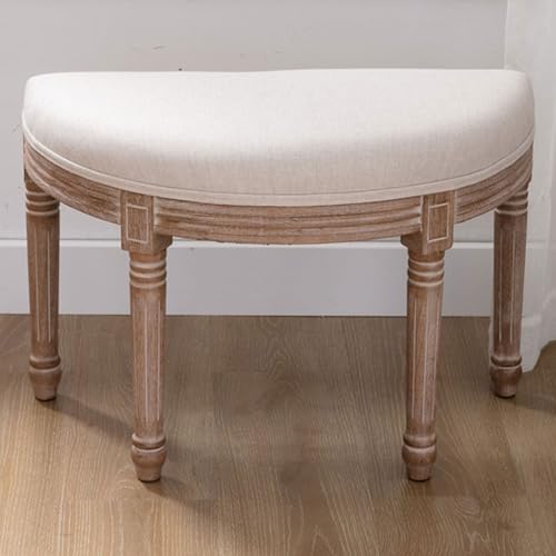LXRHLIKG Sgabello Toeletta Trucco Imbottito, Sgabello Trucco Semirotondo Vintage, Sgabello per Pianoforte con Legno di Gomma di Alta Qualità (Color : Yellow-tech cloth)