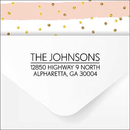 PrettySweetParty Address Stamp - Self Inking Return Address Stamper with Black Ink - Sleek Contemporary Design