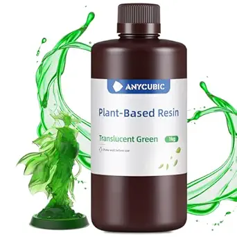 ANYCUBIC 3D Printer Resin with Low Odor and Safety, 405nm UV Plant-Based Rapid Resin with High Precision and Quick Curing for LCD 3D Printing (Clear Green, 1000g)