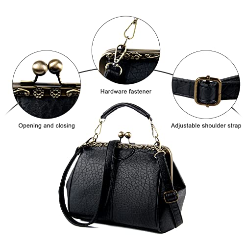 LUI SUI Damen Handtaschen Damen Top Griff Taschen PU Leder Stilvolle Tote Umhängetaschen Geldbörse Schwarz