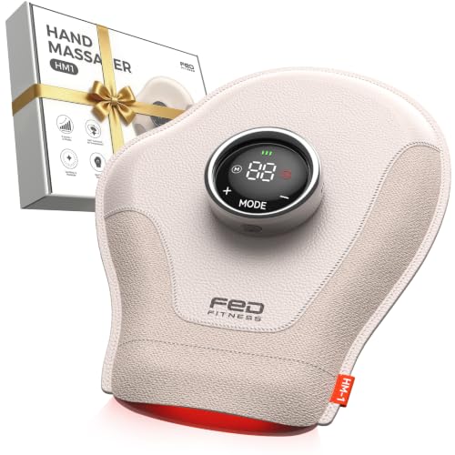 fed fitness Hand Massager with Heat and Compression, 6 Modes 9 Intensitives, Upg...