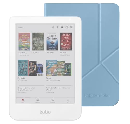 Kobo Clara Colour eReader (White) with Case Bundle (Dusk Blue SleepCover, Case Bundle)