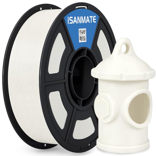 iSANMATE ASA White 3D Printer Filament UV & Weather Resistant White ASA Filament 1.75MM for Bambu Lab 3D Printers AMS AMSLite 1kg Spool (2.2lbs)