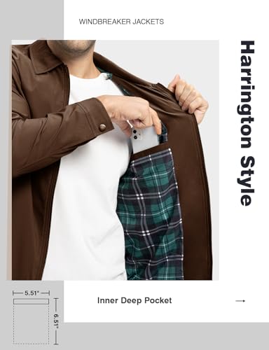 Image of TBMPOY Mens Lightweight Jackets Light Windbreaker Full Zip Casual Work Jacket Golf Business Fall Track Coat with Pockets