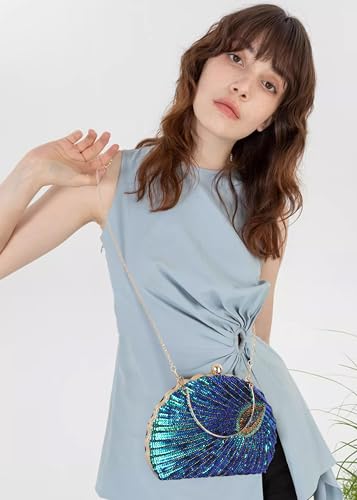 Image of Women Seashell Evening Bag Purse Mermaid Chain Strap Clutch Handbag Shoulder Bag | Seashell