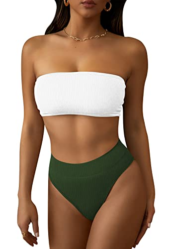 Pink Queen Women's Ribbed High Waisted Bikini Set 