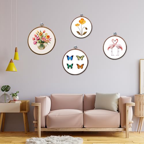 4Pcs Embroidery Frame for Dispaly 5inch to 10inch Cross Stitch Frame Set, Circle Embroidery Hoops Display Frame for Sewing and Wall Hang, Needlework, Embroidery Projects - Image 6
