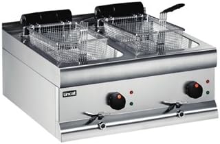 Silverlink DF66 600 Lincat 600 Double Electric Fryer Tanks J537, 2 x 3 kW, 2 x 9 Litre, 6000 Watt, Silver