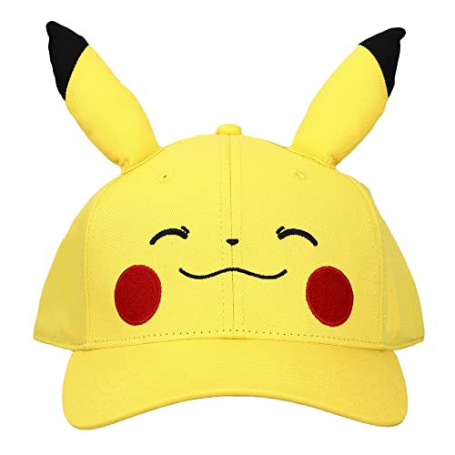 Bioworld Pokemon Pikachu Big Face Pre-Curved Bill Snapback Hat #TOP1