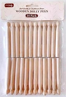 PRECIOUS LONDON Wooden Dolly Pegs 24 pcs Traditional Clothes Line Pegs for Washing Lines Laundry & Craft