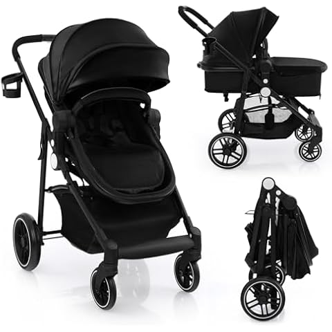 COSTWAY 2-in-1 Foldable Baby Pushchair with Reversible Seat Cover