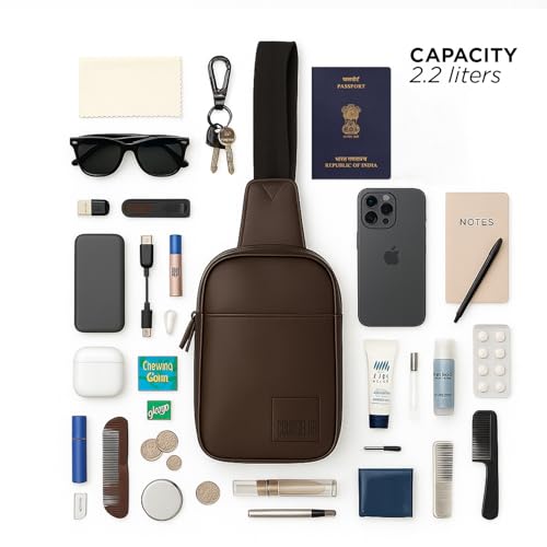 Image of COUNSELOR Sling Bag for Men, Vegan Leather Crossbody Chest Bag, One Shoulder Side Bag, Adjustable Strap, Zipper Closure, Multiple Compartment, Lightweight Stylish Bag for Daily Commute, KIRO