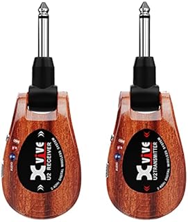 Xvive U2 Guitar Wireless System Ricaricabile 2.4GHz Digital Guitar Wireless Transmitter e ricevitore per chitarra elettrica basso violino tastiera (legno)