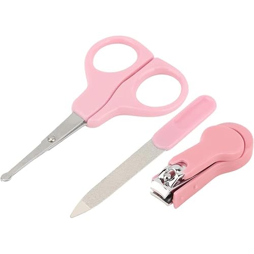 3 in 1 Baby Nail Clipper, Ergonomic Infant Grooming Kit with NonSlip Handle, Scissor, Clipper, File for Newborn Care (Pink) Professional process