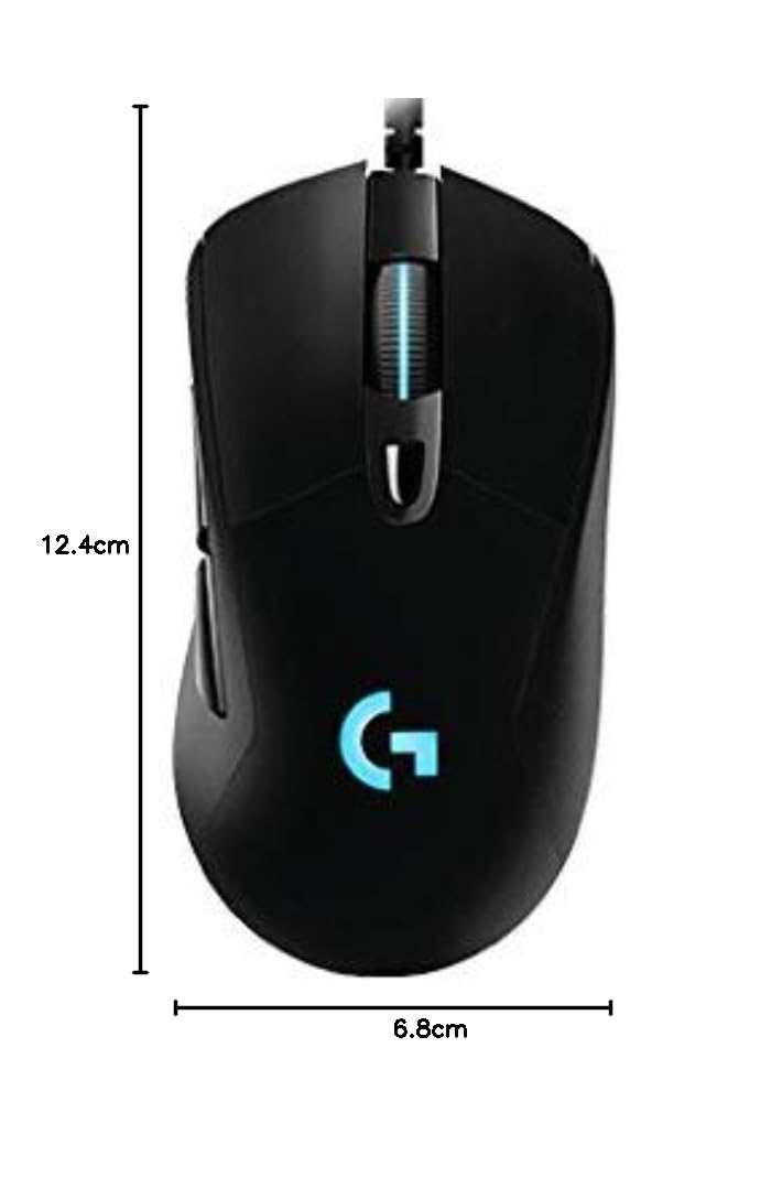 Logitech G403 Mouse Gaming, Sensore HERO 25K, LIGHTSYNC RGB, Leggero 87 g + 10 g Opzionale, Cavo Intrecciato, 25.600 DPI, Impugnature Laterali in Gomma, PC/Mac - Nero