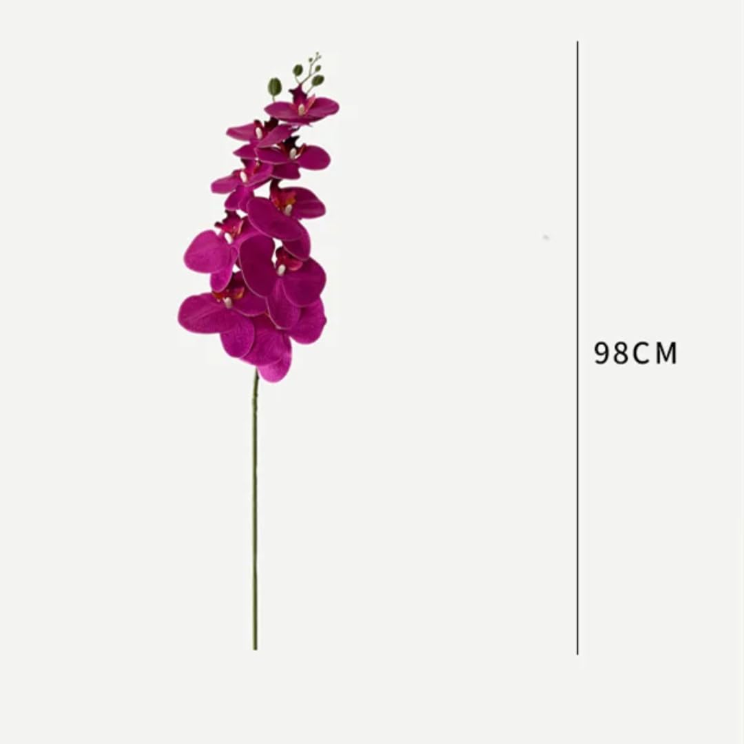 5 szt. sztucznych kwiatów, 9-głowicowa folia lateksowa, Phalaenopsis, luksusowa dekoracja do domu, sztuczne storczyki, kwiaty, kompozycja kwiatowa na wesele (czerwona)