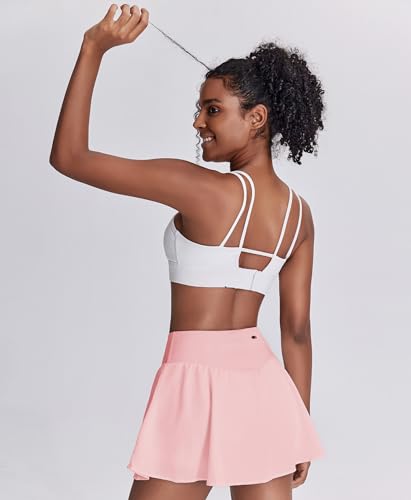 Pinspark Women'S Athletic Tennis Skirts With Pockets Ruffle Pleated Golf Running Workout Skorts Skirt With Shorts thumb #1