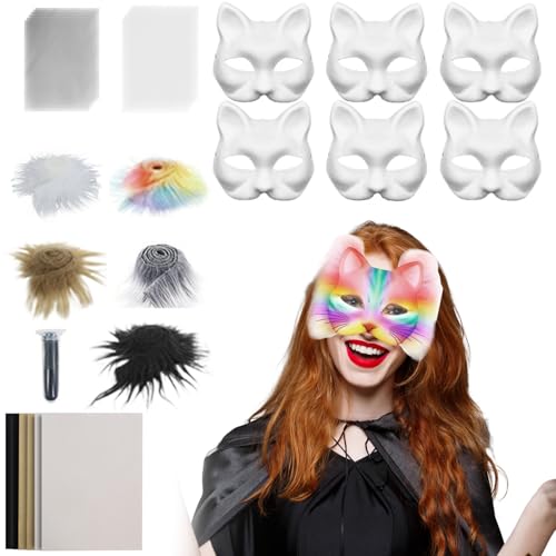Masque vide pour chat avec feutre et maille pour finitions de costume