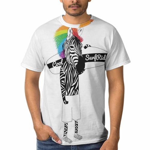Tee Shirt Manches Courtes Homme Cheval Surfant Col Rond Tshirt Imprimé