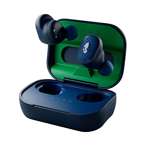 Skullcandy Grind In-Ear Wireless Earbuds, 40 Hr Battery, Skull-iQ, Alexa Enabled, Microphone, Works with iPhone Android and Bluetooth Devices – Dark Blue/Green