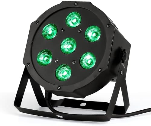 HYUDJ Stage Lights 7x12W Uplights with Strict Testing 4in1 RGBW LED Par Lights Sound Activated DMX512 Control Bright DJ Par Light for Stage Party Club Disco Wedding Events Black