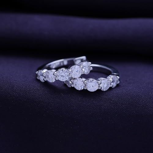 SAVEARTH DIAMONDS Moissanite & Lab Grown Diamond Hoop Earrings for Women, D-E Color, 925 Sterling Silver with 14K Gold Plating4