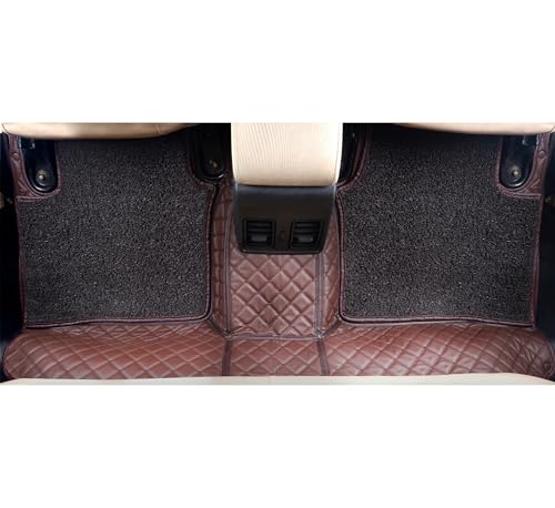 Image of Autofurnish Luxury 7D Car Mat Full Set for Mahindra XUV700 (6 Seater) 2024 || Luxury Leather Dual-Stitch Full Set 7D Car Floor Mat || 100% Waterproof || Color : Coffee Coffee