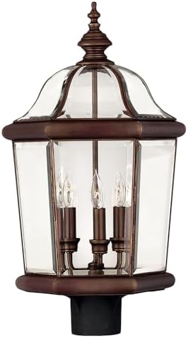 Hinkley Augusta Traditional Three Light Outdoor Post Top/Pier Mount, Copper Bronze