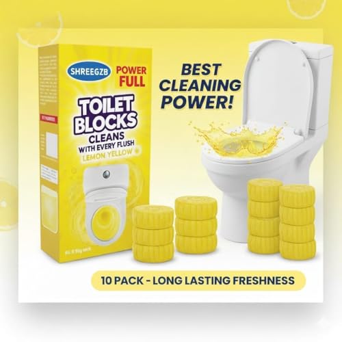 Image of 30 Tablet Flush Toilet Bowl Cleaner Tablets, Bathroom Toilet Tank Cleaner, Powerful Cleaning Ball Toilet Blue Deep Clean Bubbles, Mild Lemon Scent (30 Unit Lemon tabletss)