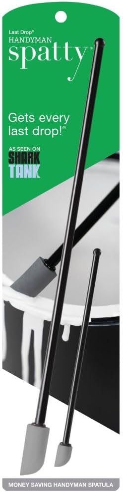 Spatty Daddy Handyman Spatula Set (6 and 12 Inch Black) Shark Tank USA Made Scrapes Last Drop, Spreads Glue, Paint, Putty, Mixes, Gifts for Men Who Have Everything, Cheap Adult Dad Stocking Stuffers