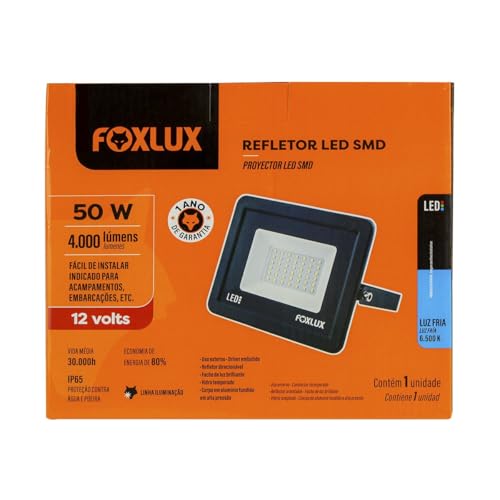 Refletor Led 50W 6500k 12v IP65 Foxlux