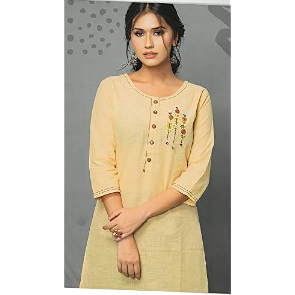 Kurta Kurti da donna in puro cotone con ricamo e lavorazione manuale Kurta con pantaloni Set tunica