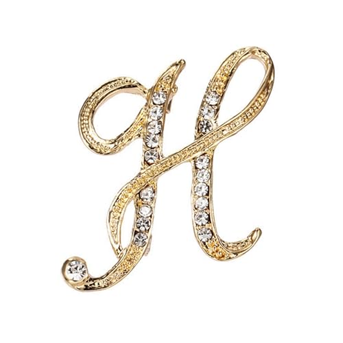 Image of Rhinestone Initial Brooch Pin for Women, Alphabet Gold Letter Brooch A-Z with Crystal, Metal Pin for Hat Bag Dress Suit Accessory for Men