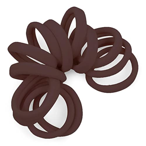Cyndibands Seamless Hair Ties - Dark Brown - Gentle Hair Ties No Damage Standard Size 1.5 Inch Soft and Stretchy Nylon Fabric Ponytail Holders - 12 Count