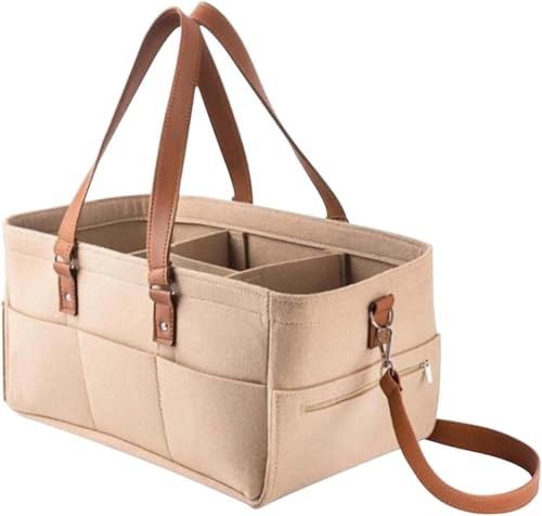 Wickelkorb Beige Flauschig - Praktischer Organizer Für Windeln & Babyartikel