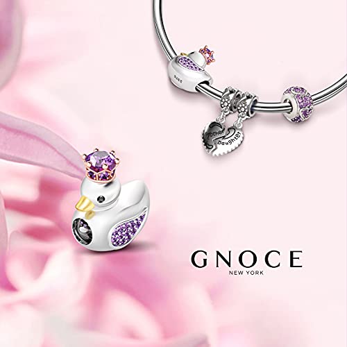 Gnoce "As Happy As Duck 925 Sterling Silver Duck Bead Charm Animal Pendant Jewelry Elegant Amethyst Stones Duck Queen Charm Fit For Charm Bracelet And Necklace Women Girls Gift #TOP3